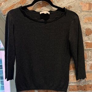 Philosophy Charcoal Scalloped Sweater